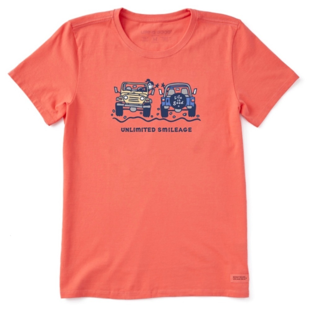 Life is Good Crusher Graphic T-Shirt 100% Cotton Mango Orange Size S